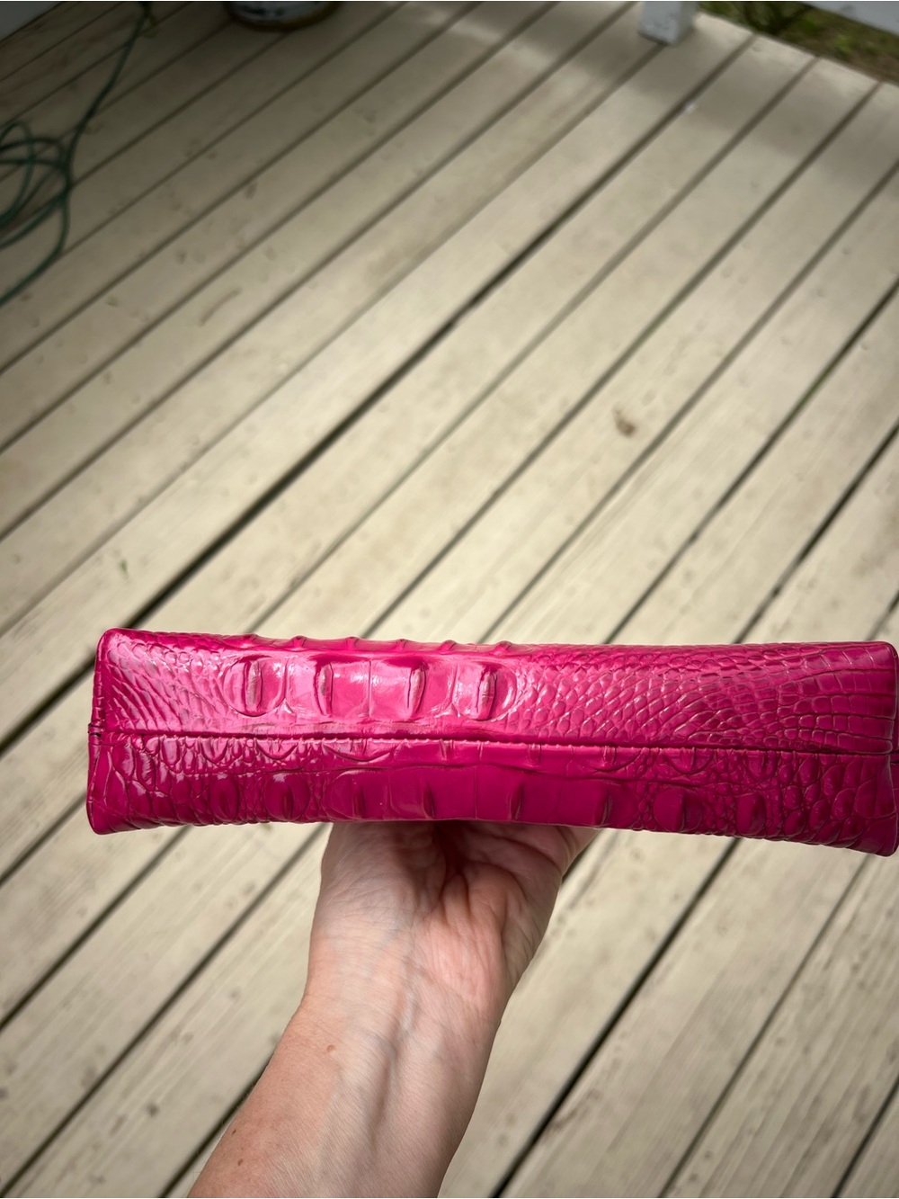 Brahmin Croc-Embossed Shoulder Bag in Fuchsia - Picture 5 of 9